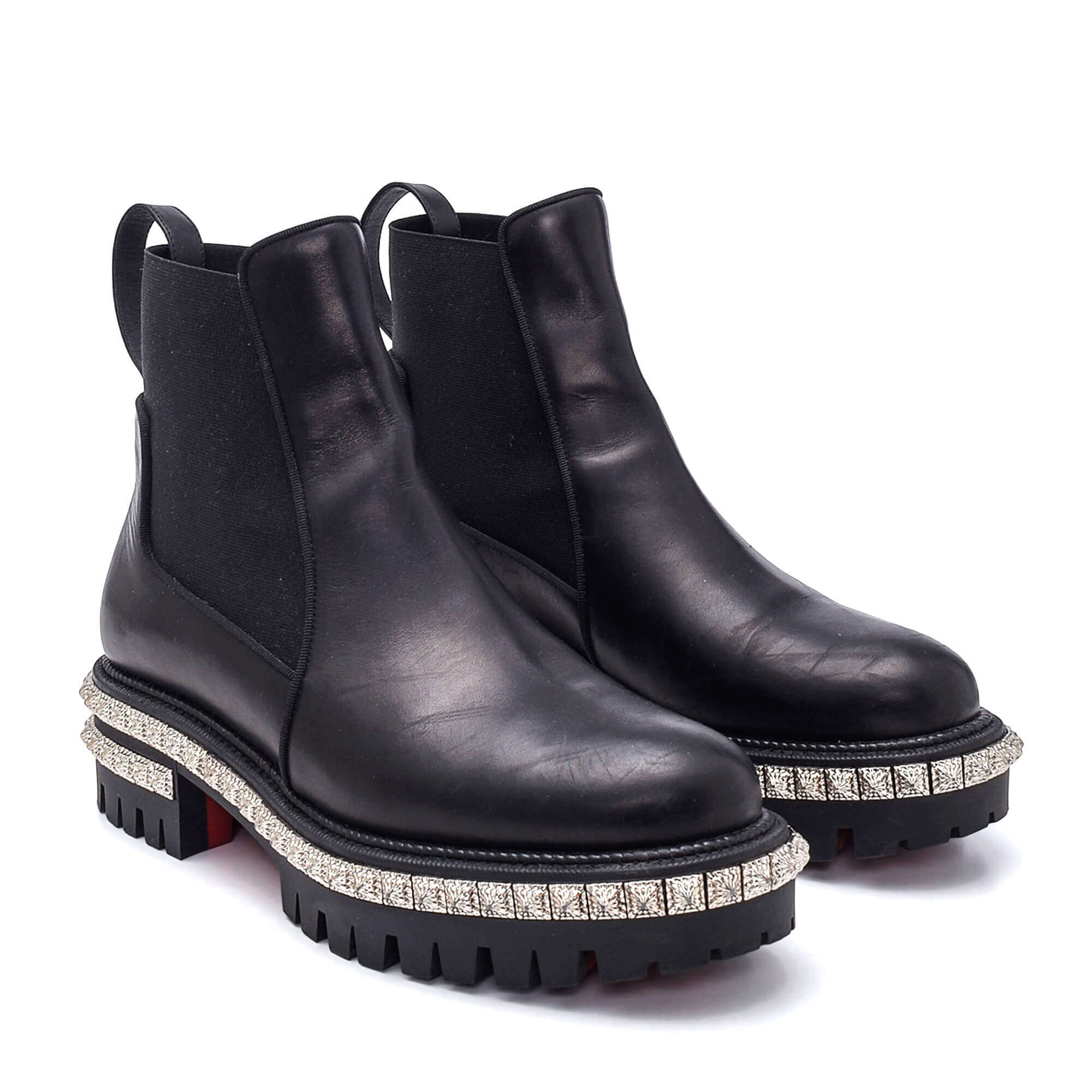 Christian Louboutin - Black Leather Studded By The River Chelsea Boots